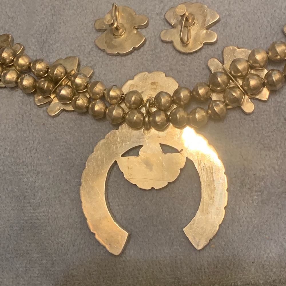 Zuni Sunface Squash Blossom Necklace Helen Hustito - Picture 3 of 8